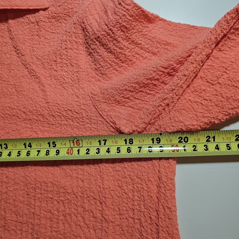 Multiples Vibrant Orange Textured Button Down Shi… - image 4